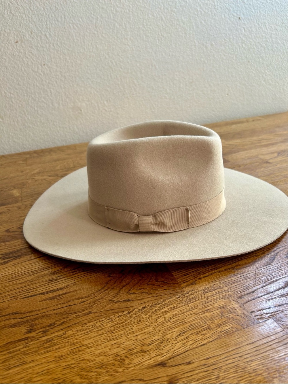 100% Wool Wide Brim Rancher Fedora Hat Beige One Size OS